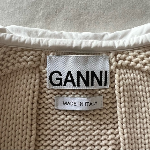 Ganni Smiley Poplin Collar Cardigan in Brazilian Sand - Picture 11 of 16